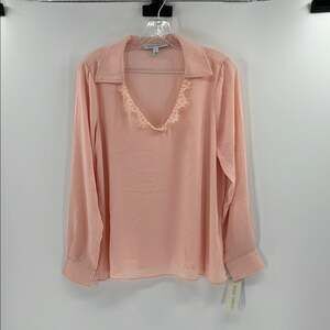 Single Thread Women's Lace Trim Blouse - Evening Sand - Small - New with tags